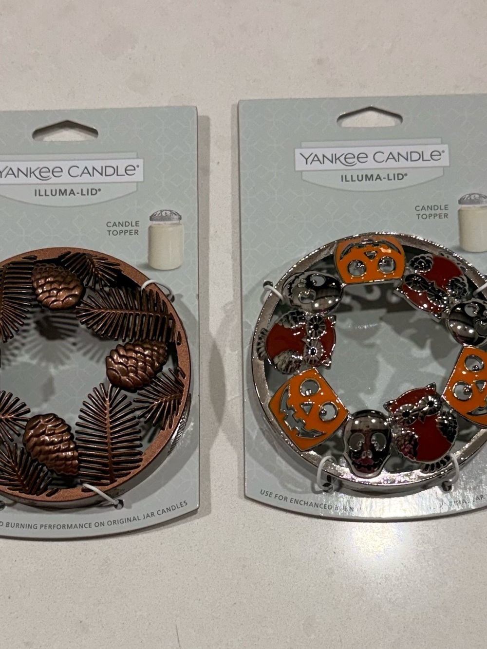Yankee Candle Copper Pinecone and Halloween Illuma-Lid Candle Topper